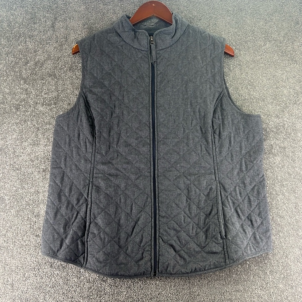 Van Heusen Sleeveless Full Zip Up Jacket Vest Gray Quilted Mens XL